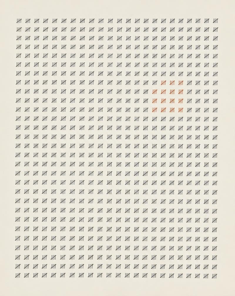Field of tally marks with one accented cluster